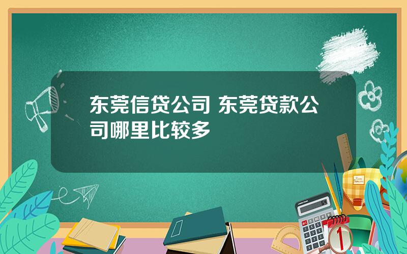 东莞信贷公司 东莞贷款公司哪里比较多